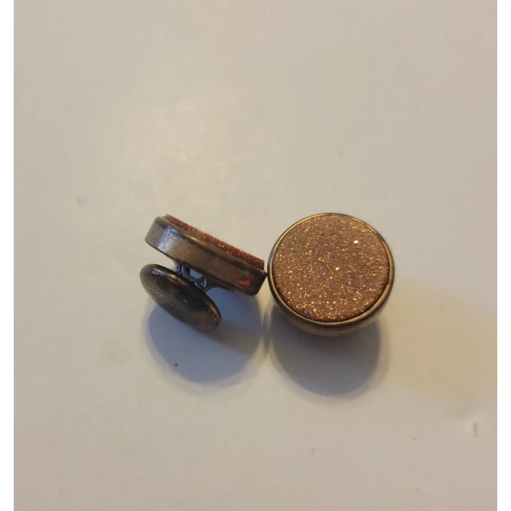 Vintage Cufflinks Sparkle‎ Shimmer Gold Tone Metal Victorian Antique Lot of 2
